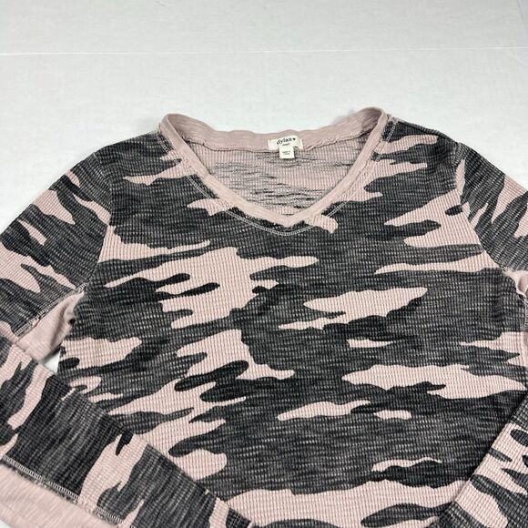 Dylan V-Neck Thermal Shirt Camouflage Asymmetric Raw Hem Streetwear Top SMALL - Picture 3 of 10